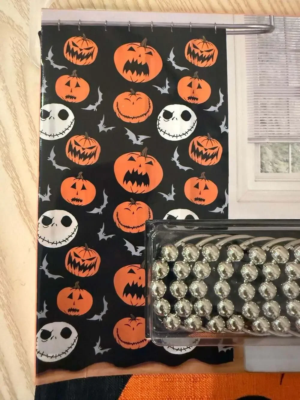 Disney Nightmare Before Christmas 13Pc Shower Curtain Set Pumpkin Jack skel.